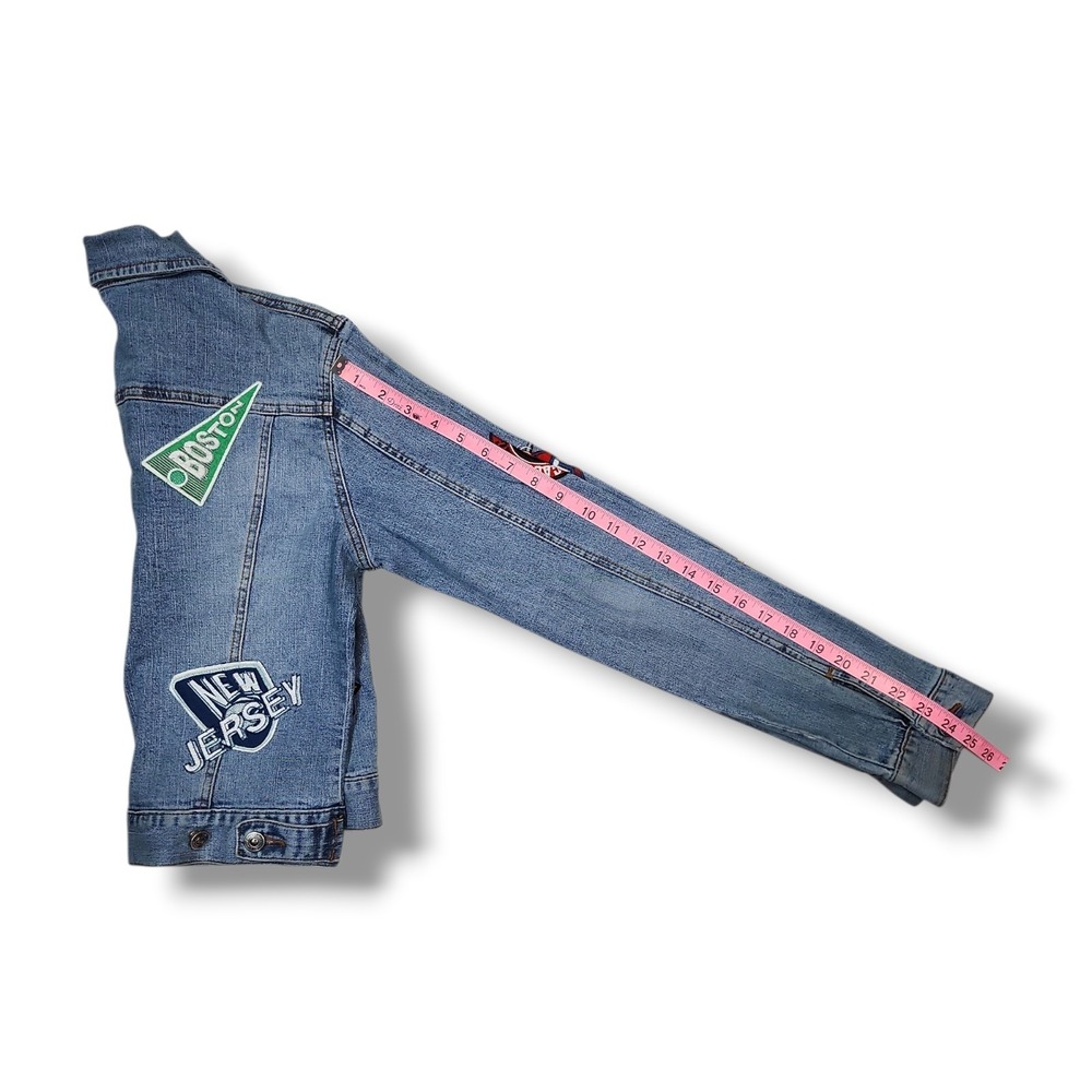 Vintage Street Vibes All Over NBA Patch Denim Trucker Jacket Women's Small - Picture 5 of 8